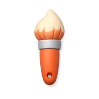 Front-facing paintbrush 3D icon for art apps, creative tools, and design UI interfaces