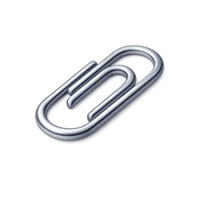 Paper clip isometric 3D icon for office stationery, document organization, and productivity visuals
