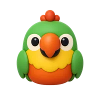 Parrot front-facing 3D UI icon in a premium colorful style, free to download for nature, wildlife, and education apps.