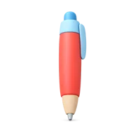 Front-facing pen 3D icon for writing, editing, stationery, and note-taking UI designs