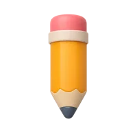 Pencil 3D icon in a premium front-facing style for writing, editing, and drawing UI designs