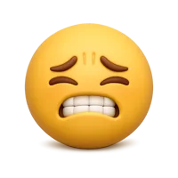 Front-facing persevering face 3D icon for chat reactions, messaging apps, and expressive UI design