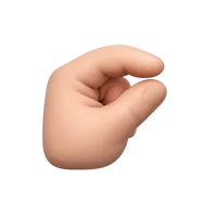 Front-facing pinching hand 3D icon with dark skin tone for gesture, touch, and interaction UI designs