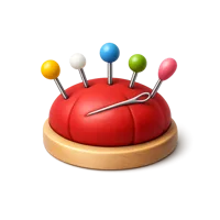 Pincushion isometric 3D icon for sewing, tailoring, and craft tool visuals, free to download