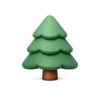 Front-facing pine tree 3D icon in a premium UI style, free to download for nature and outdoor design projects.