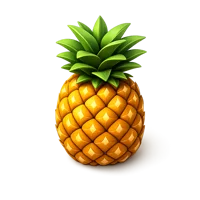 Isometric 3D pineapple icon for food, grocery, and tropical themed designs