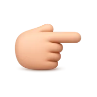 Front-facing pointing hand 3D icon with index finger aimed toward the viewer for UI prompts and interaction cues