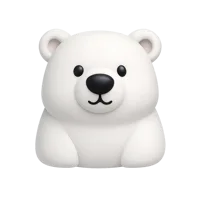 Polar Bear front-facing 3D UI icon in a premium non-isometric style, free to download