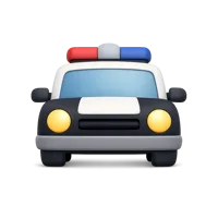 Front-facing police car 3D icon for law enforcement, safety, and transportation UI design
