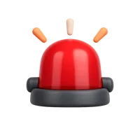 Front-facing police siren 3D icon for emergency, safety, and law enforcement UI design