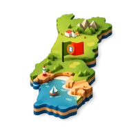 Isometric 3D Portugal icon for travel, geography, map, and country-themed designs