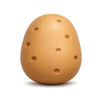 Front-facing potato 3D icon in a premium non-isometric UI style, free to download for food and grocery designs.