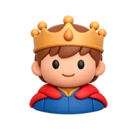 Front-facing prince 3D icon with medium skin tone in a premium non-isometric UI style