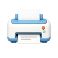 Front-facing printer 3D icon for print features, office apps, dashboards, and document tools