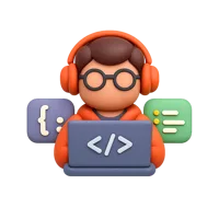 Front-facing programmer 3D icon in a premium UI style, free to download for apps, profiles, and technology interfaces.