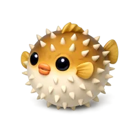 Pufferfish isometric 3D icon for marine life, aquarium, and ocean themed designs