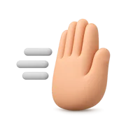 Front-facing pushing hand 3D icon with dark skin tone for UI, gesture, and accessibility design