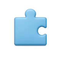 Puzzle Piece front-facing 3D icon for game, education, and UI design