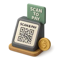 Isometric 3D icon of a qr scan & pay machine, stylized vector illustration for digital icon sets