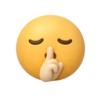 Front-facing quiet face 3D icon for messaging, reactions, and chat UI design