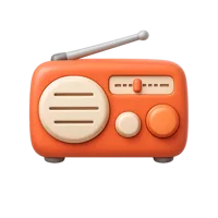 Front-facing radio 3D icon for audio, music, and broadcast UI design