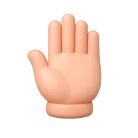 Front-facing raised hand dark skin tone 3D icon for UI design