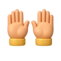 Raised Hands 3D icon with palms up together in medium-light skin tone, front-facing for UI design