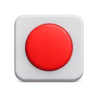 Front-facing record button 3D UI icon for media controls, recording apps, and interface design