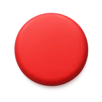 Red circle 3D icon in a premium front-facing UI style for buttons, indicators, and interface design