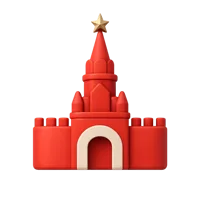 Front-facing red square 3D icon for UI design, diagrams, labels, and geometric shape collections.