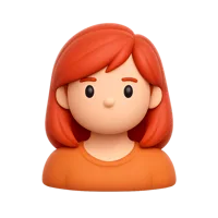 Front-facing redhead woman 3D icon with light skin tone for avatar, profile, and user interface design