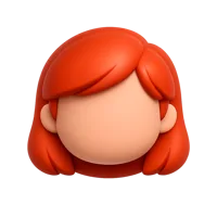Front-facing redhead person 3D icon for user profiles, avatars, and UI design