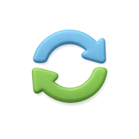 Refresh 3D icon with counterclockwise arrows button in a front-facing premium UI style