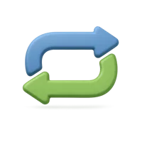 Front-facing repeat 3D icon for media playback, loop controls, and music app UI design