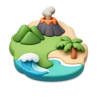 Front-facing Reunion Island 3D UI icon for travel apps, maps, and destination interfaces
