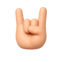 Front-facing Rock Hand 3D icon showing the sign of the horns gesture with medium-dark skin tone