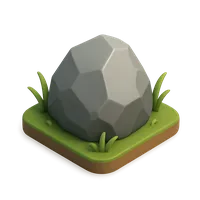 Isometric 3D icon of a rock, stylized vector illustration for digital icon sets