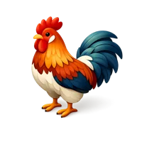 Isometric 3D rooster icon, free download for farm, poultry, and agriculture themed designs