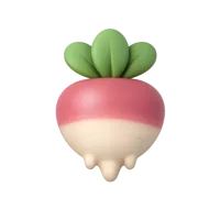 Root vegetable front-facing premium 3D UI icon for food, grocery, and nutrition interfaces