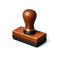 Rubber stamp isometric 3D icon for office, stationery, and document approval designs
