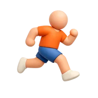 Front-facing 3D runner icon with dark skin tone for fitness, sports, and activity tracking UI