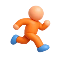 Running front-facing 3D UI icon in a premium non-isometric style, free to download for fitness and sports interfaces.
