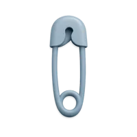Front-facing safety pin 3D icon for sewing, fashion, repair, and utility UI design