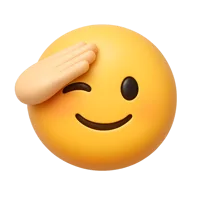 Saluting Face front-facing 3D UI icon for chat reactions, greetings, and playful app interfaces