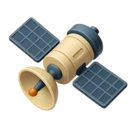 Isometric 3D icon of a satellite, stylized vector illustration for digital icon sets