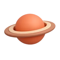 Front-facing Saturn 3D icon with planetary rings, free premium UI asset for space and astronomy designs