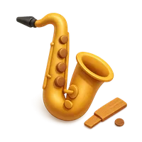 Isometric 3D icon of a saxophone, stylized vector illustration for digital icon sets
