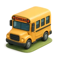 Isometric 3D icon of a school bus, stylized vector illustration for digital icon sets