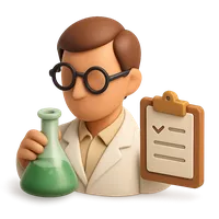 Isometric 3D icon of a scientist, stylized vector illustration for digital icon sets