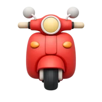 Front-facing scooter 3D icon in a premium non-isometric UI style, free to download
